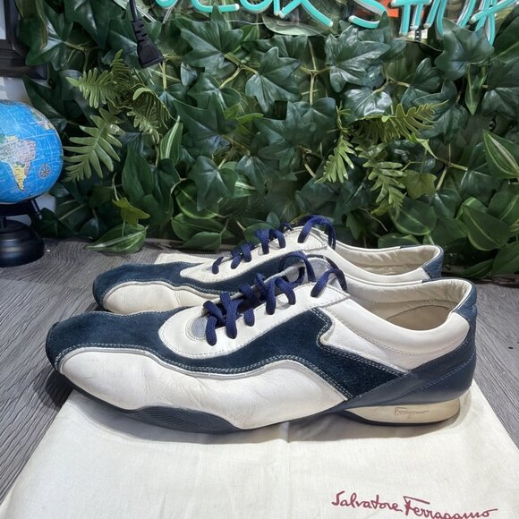 Vtg Salvatore Ferragamo Men’s Rare Two Tone Leather Suede Sneaker Made Italy 10D main image 11